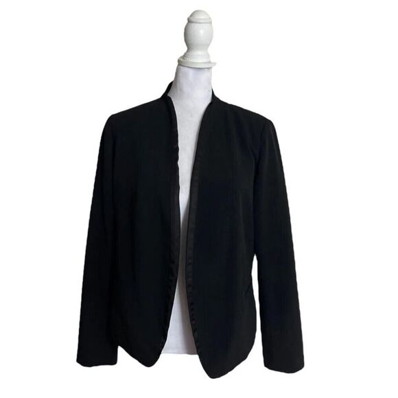 Vince Camuto Women’s Open Front Padded Shoulder Black Blazer Jacket Designer 6P - Picture 2 of 10